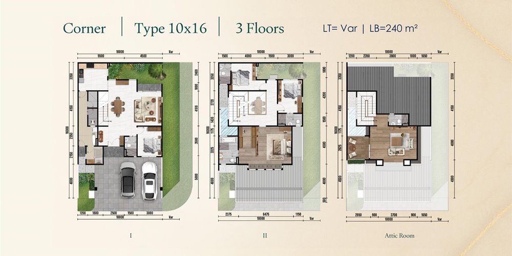 tipe 10x16 corner